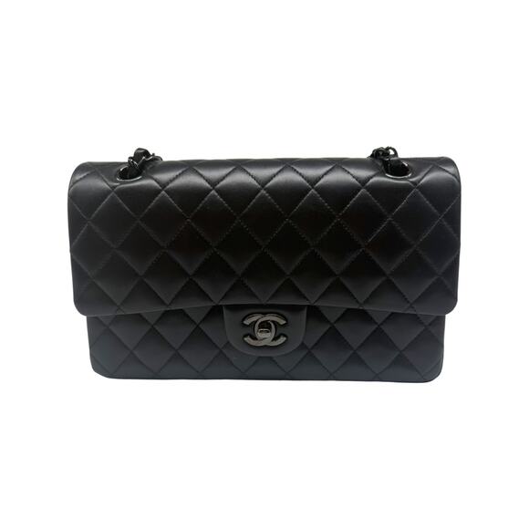 Chanel Leather Quilted Classic Double Flap CC Logo So Black Medium Crossbody Bag - Picture 1 of 16